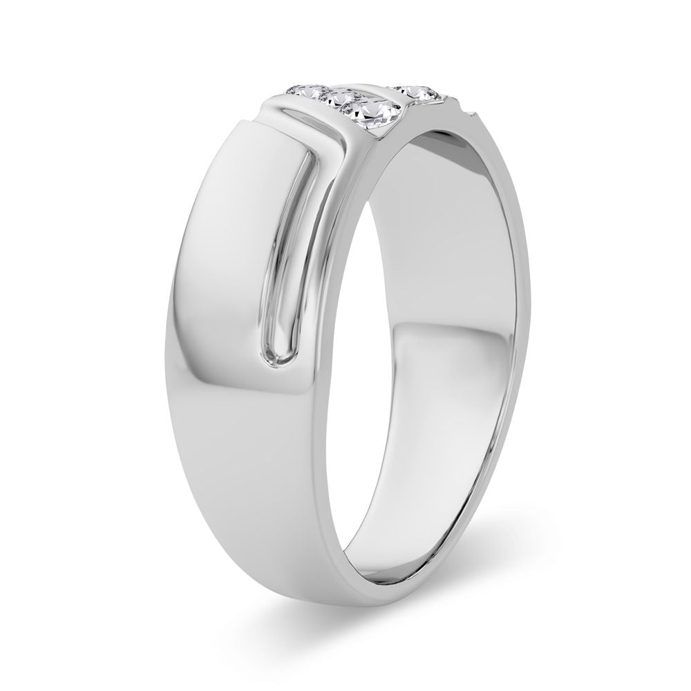 14K White Gold 0.25CT Lab Diamond Mens Contemporary Band