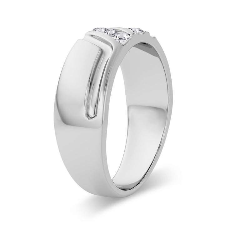 14K White Gold 0.25CT Lab Diamond Mens Contemporary Band