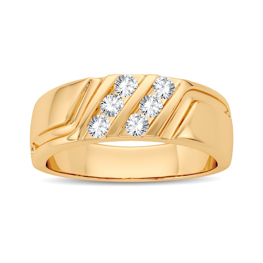14K Yellow Gold Mens Lab Diamond Wedding Band Ring