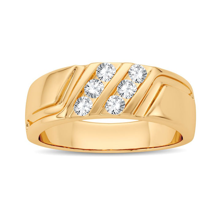 14K Yellow Gold Mens Lab Diamond Wedding Band Ring