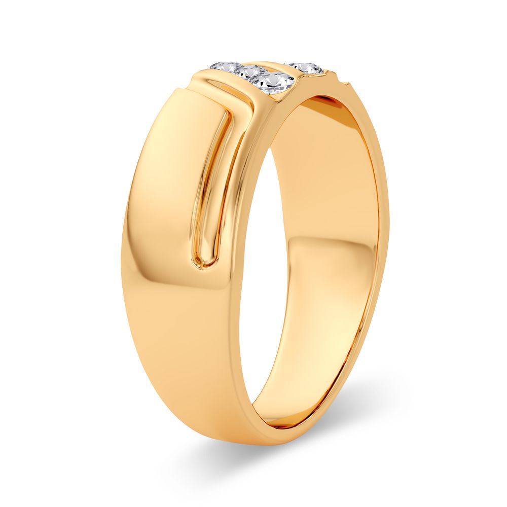14K Yellow Gold Mens Lab Diamond Wedding Band Ring
