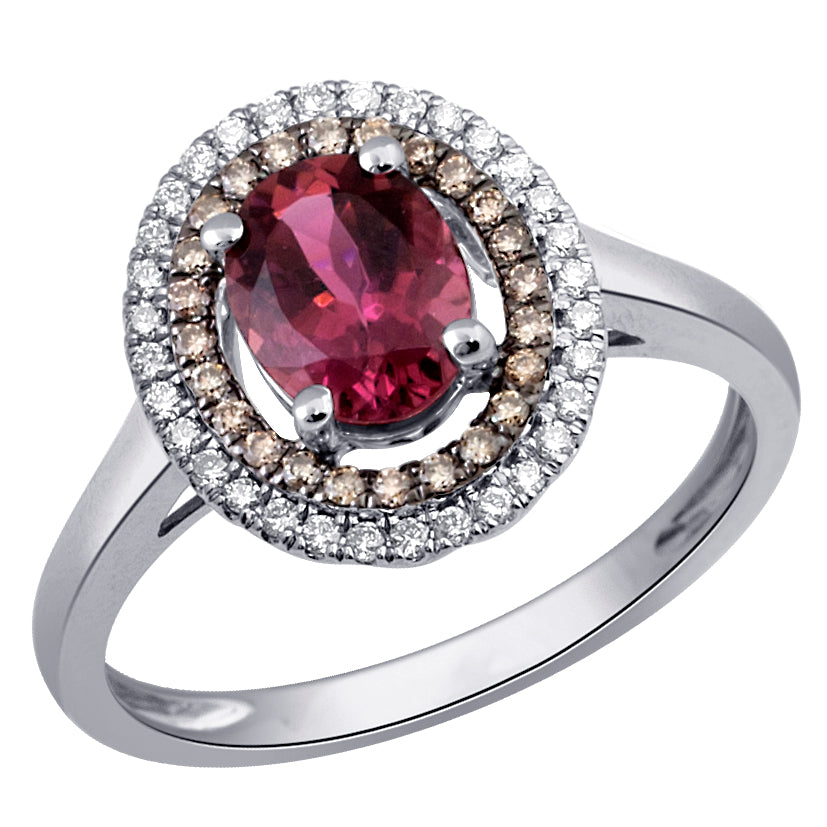 18K 0.31 CT Diamond & PINK TOURMALINE RING