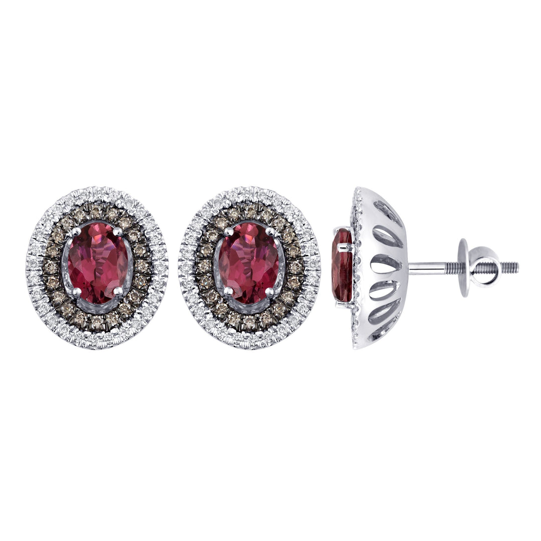 18K 0.52 CT Diamond & PINK TOURMALINE EarringS