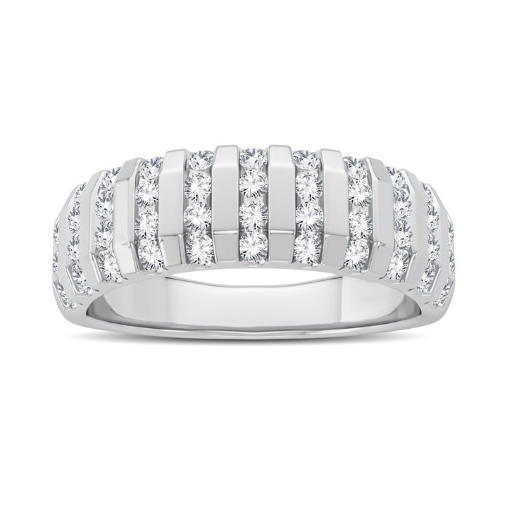 14K White Gold Lab Diamond Mens Wedding Band Brilliance