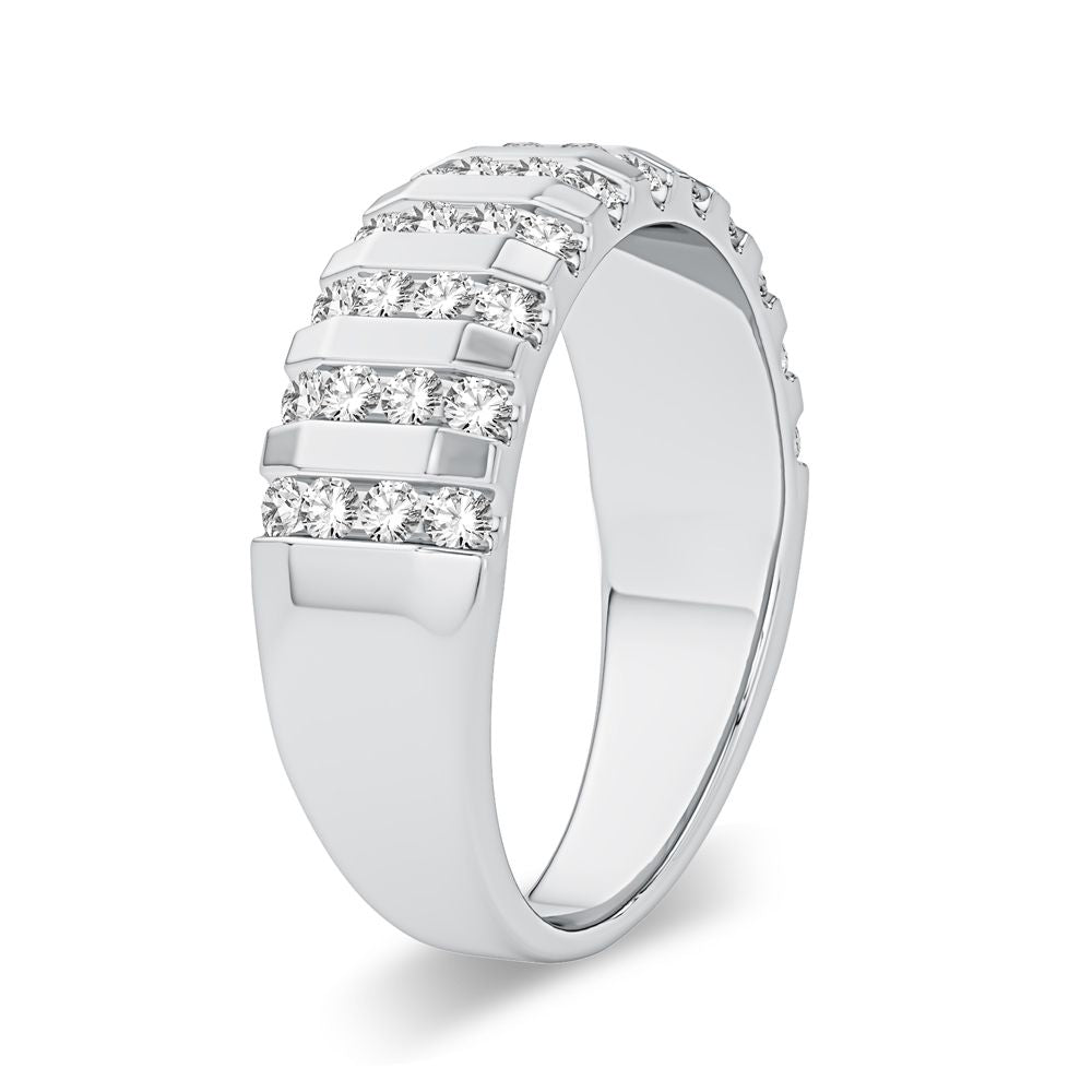 14K White Gold Lab Diamond Mens Wedding Band Brilliance