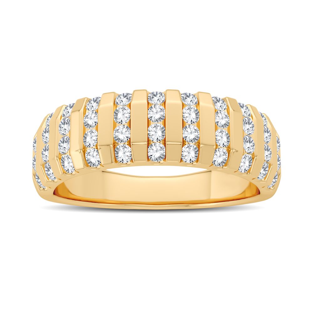 14K Yellow Gold Lab Diamond Mens Wedding Band