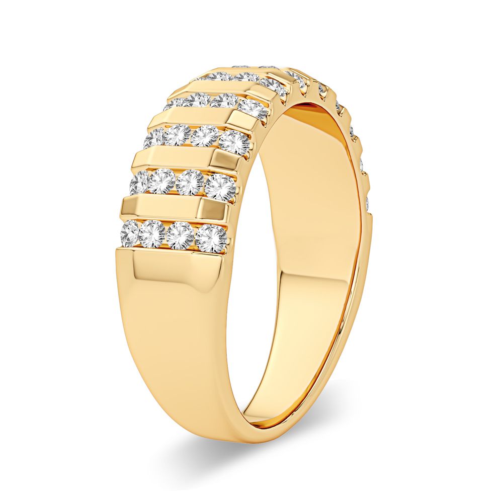 14K Yellow Gold Lab Diamond Mens Wedding Band