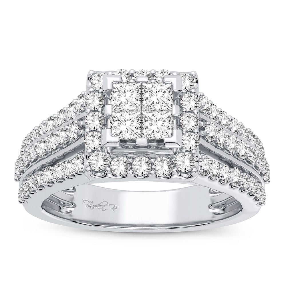 Brilliant 14k White Gold 1CT Lab Diamond Engagement Ring