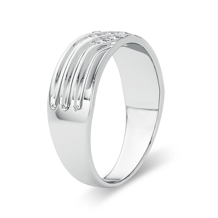 14K White Gold Lab Diamond Mens Wedding Band Ring