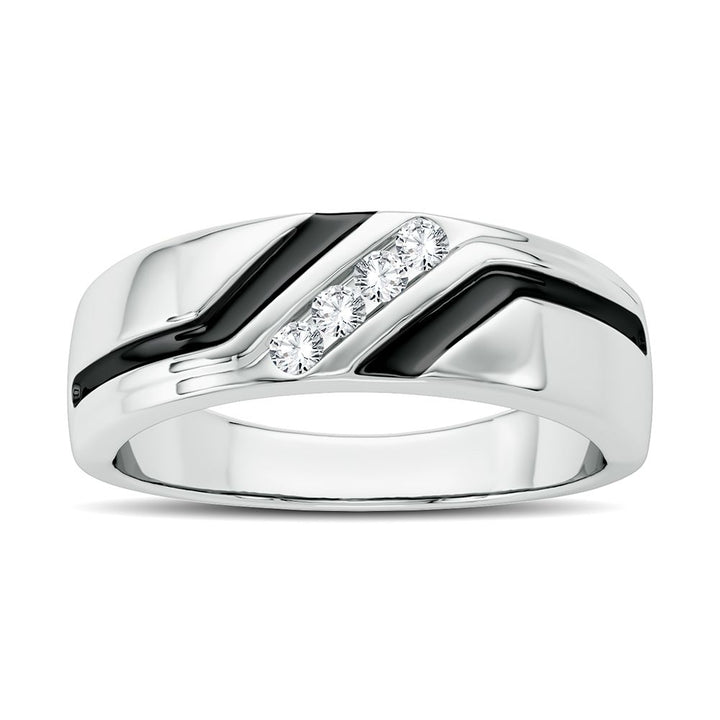Sleek 14K White Gold Lab Diamond Mens Wedding Band
