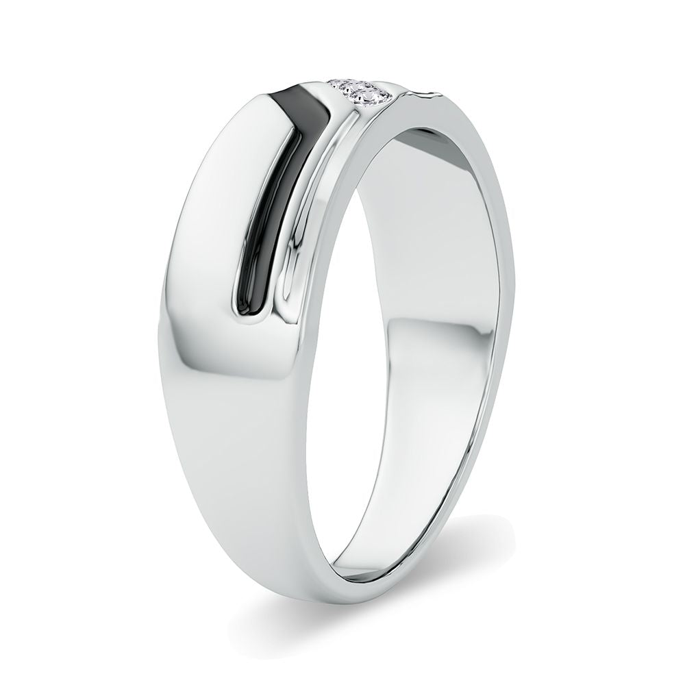 Sleek 14K White Gold Lab Diamond Mens Wedding Band