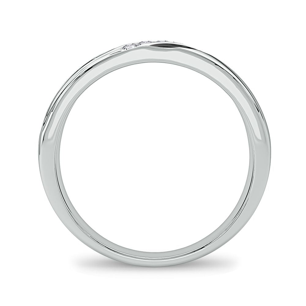 Sleek 14K White Gold Lab Diamond Mens Wedding Band