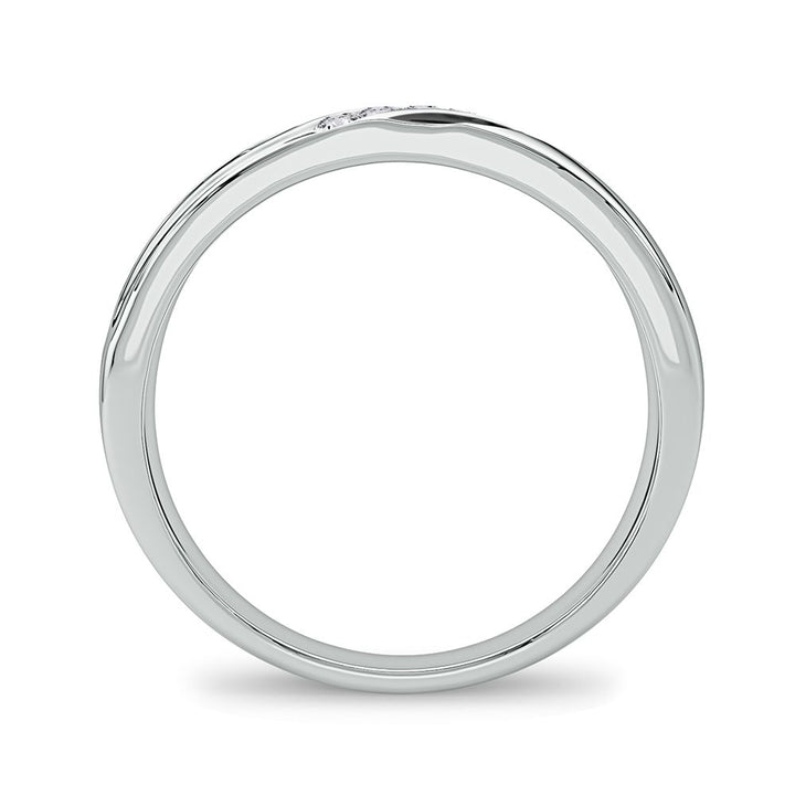 Sleek 14K White Gold Lab Diamond Mens Wedding Band