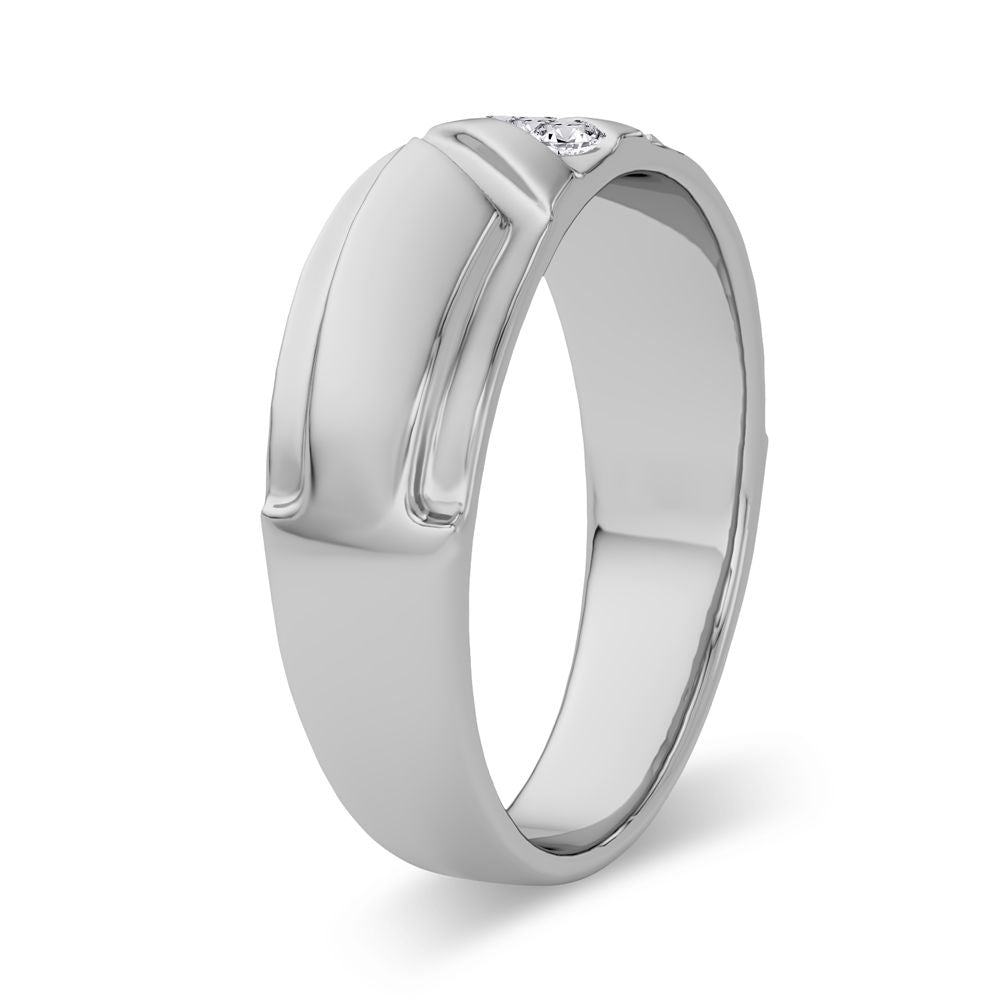 14K White Gold Mens Lab Diamond Wedding Band Ring