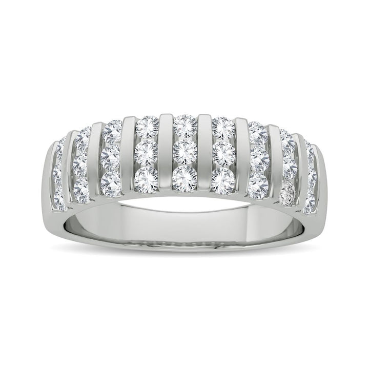 14K White Gold Lab Diamond Mens Wedding Band