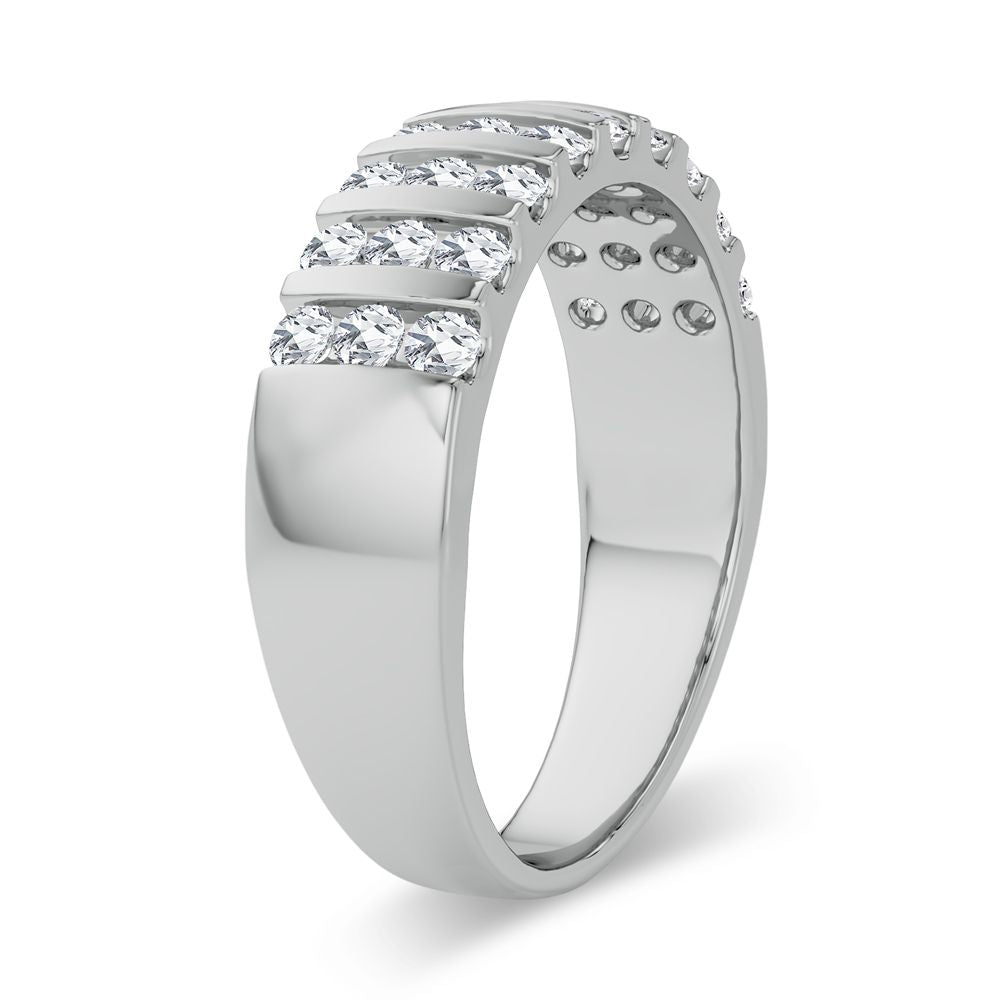 14K White Gold Lab Diamond Mens Wedding Band