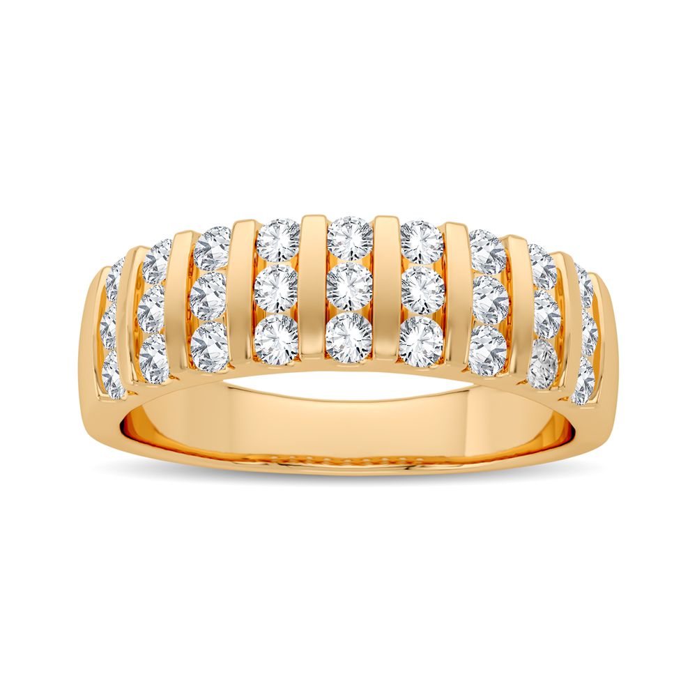14K Yellow Gold Lab Diamond Mens Wedding Band