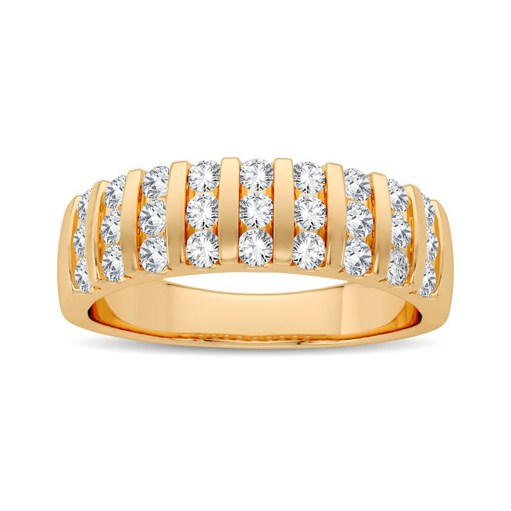 14K Yellow Gold Lab Diamond Mens Wedding Band
