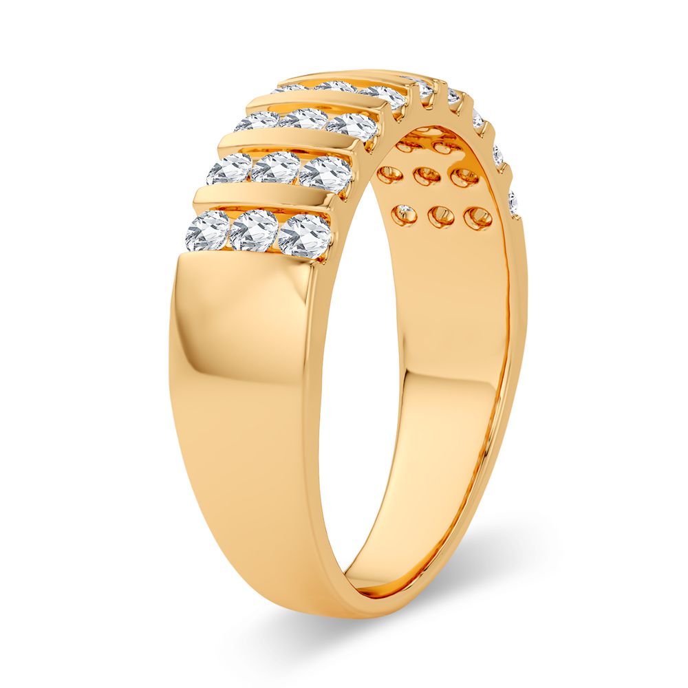 14K Yellow Gold Lab Diamond Mens Wedding Band