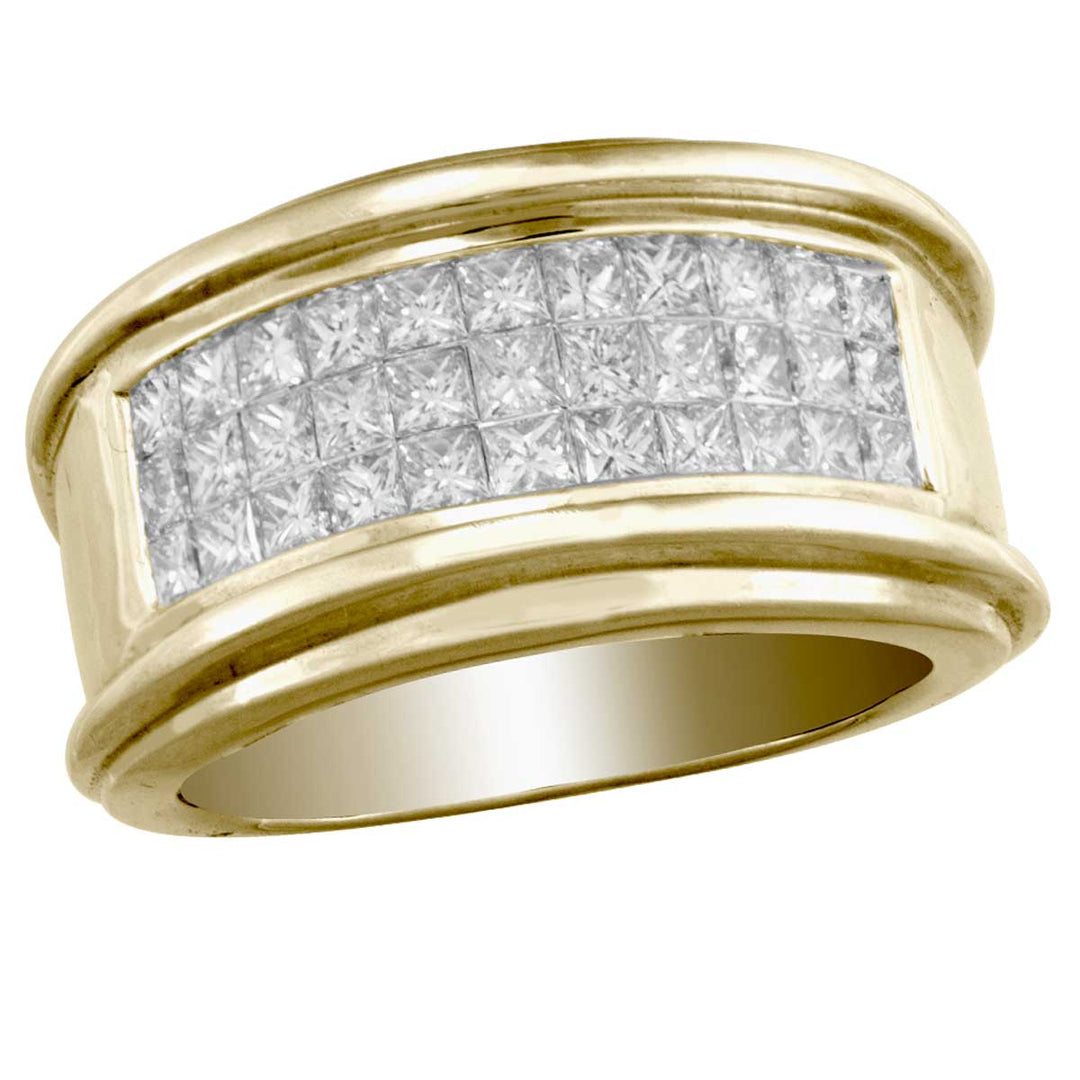 14K Yellow Gold 2CT Lab Diamond Mens Luxury Wedding Band