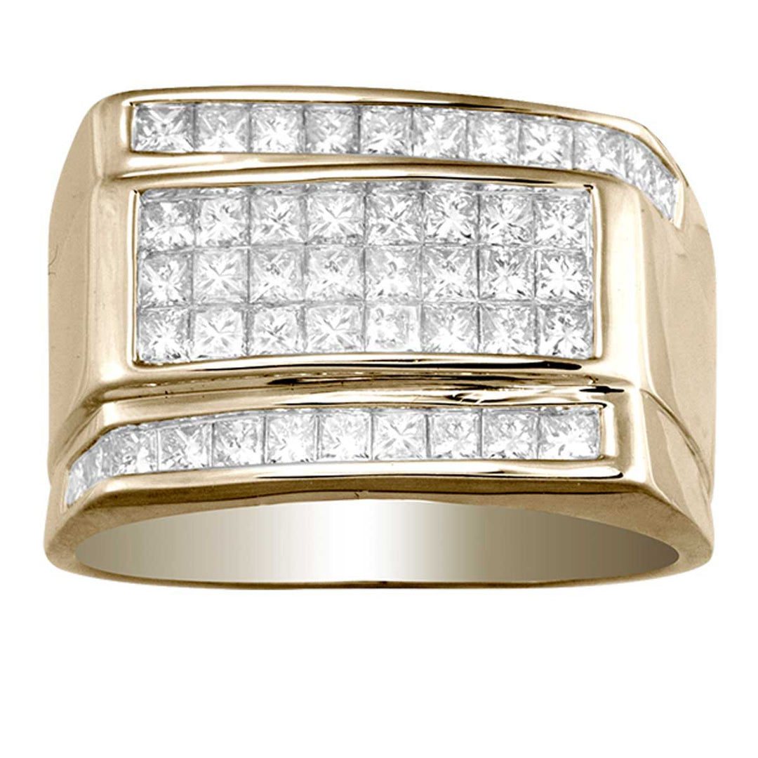 14K Yellow Gold 2CT Lab Diamond Mens Statement Ring