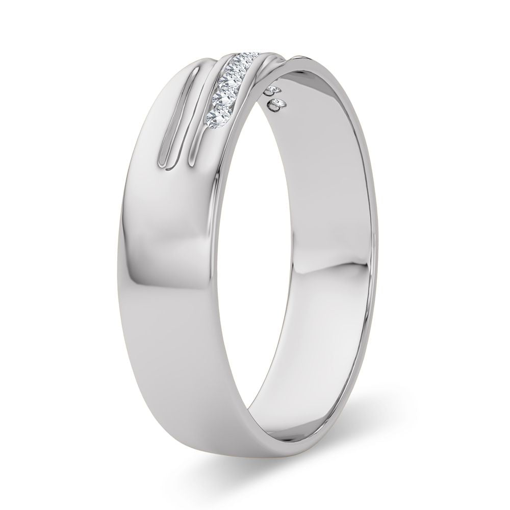 14K White Gold Mens Lab Diamond Wedding Band Ring