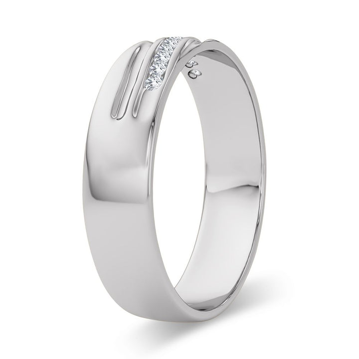 14K White Gold Mens Lab Diamond Wedding Band Ring