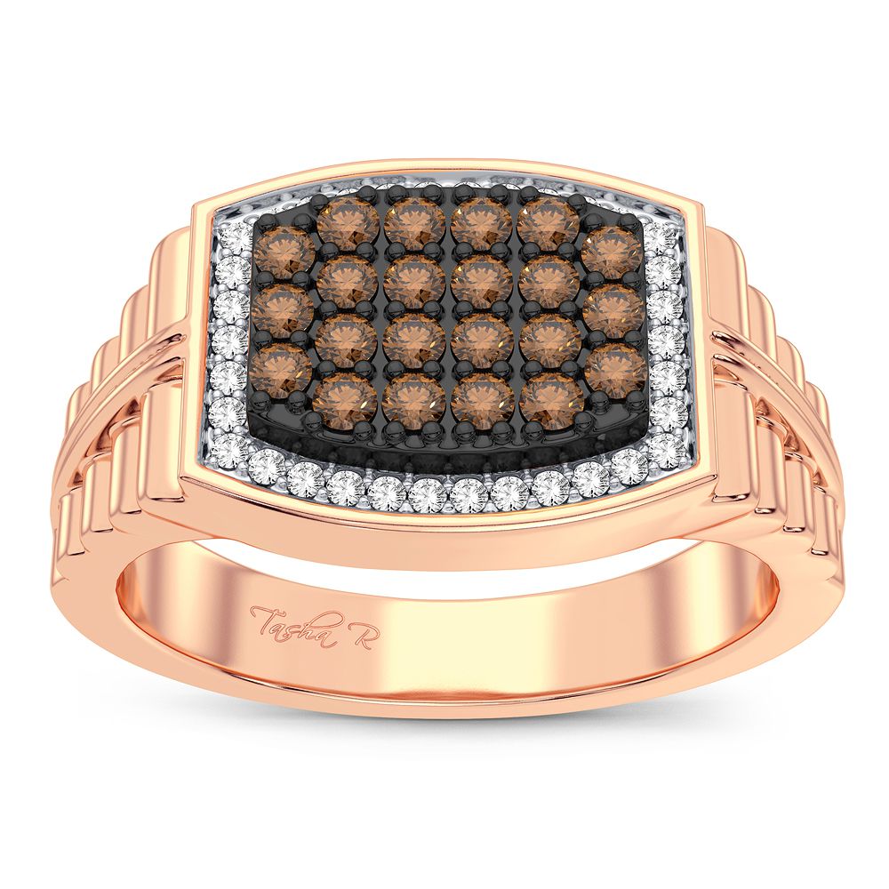 Refined 14K Rose Gold Mens Lab Diamond Statement Band