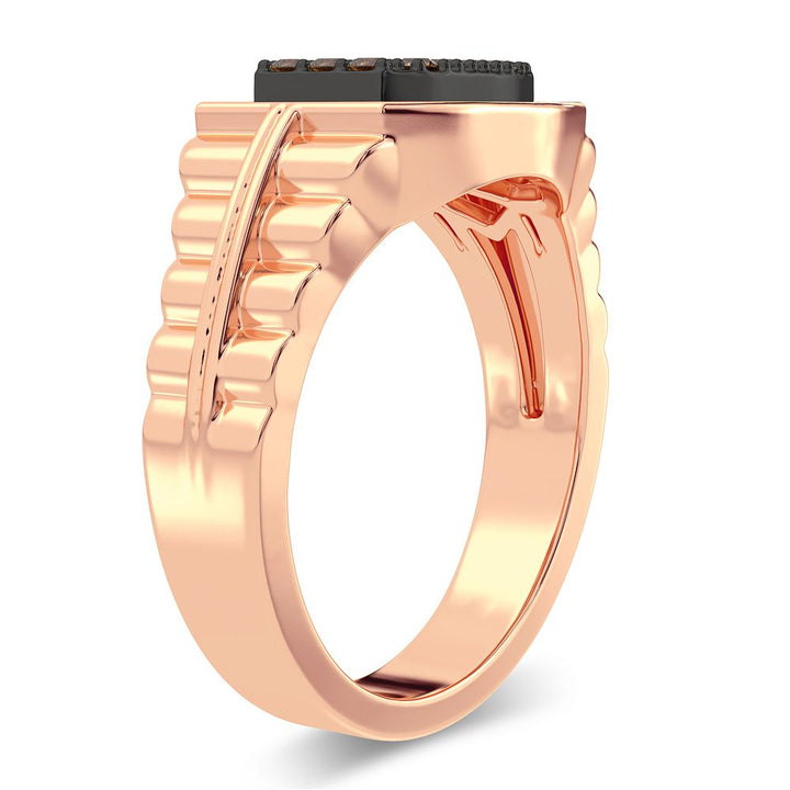 Refined 14K Rose Gold Mens Lab Diamond Statement Band