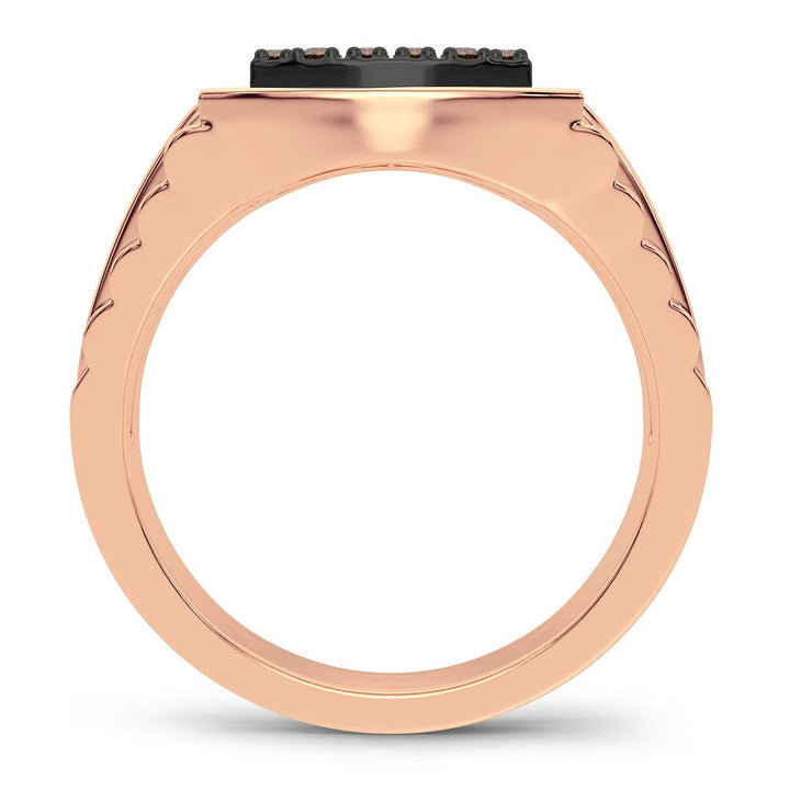 Refined 14K Rose Gold Mens Lab Diamond Statement Band