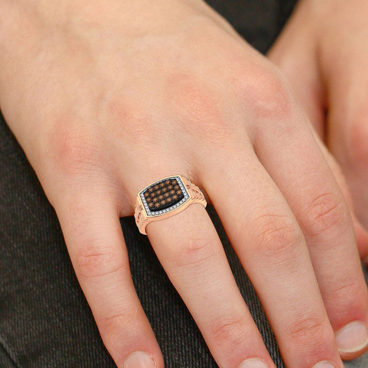 Refined 14K Rose Gold Mens Lab Diamond Statement Band