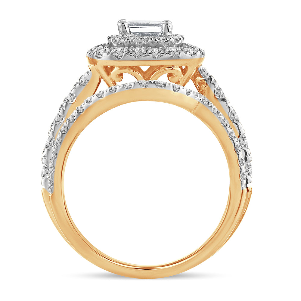 14K Yellow Gold 2CT Lab Diamond Bridal Ring Sparkle