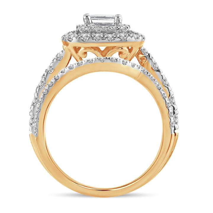 14K Yellow Gold 2CT Lab Diamond Bridal Ring Sparkle