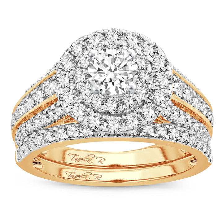 14k Yellow Gold 2CT Lab Diamond Bridal Ring Sparkle