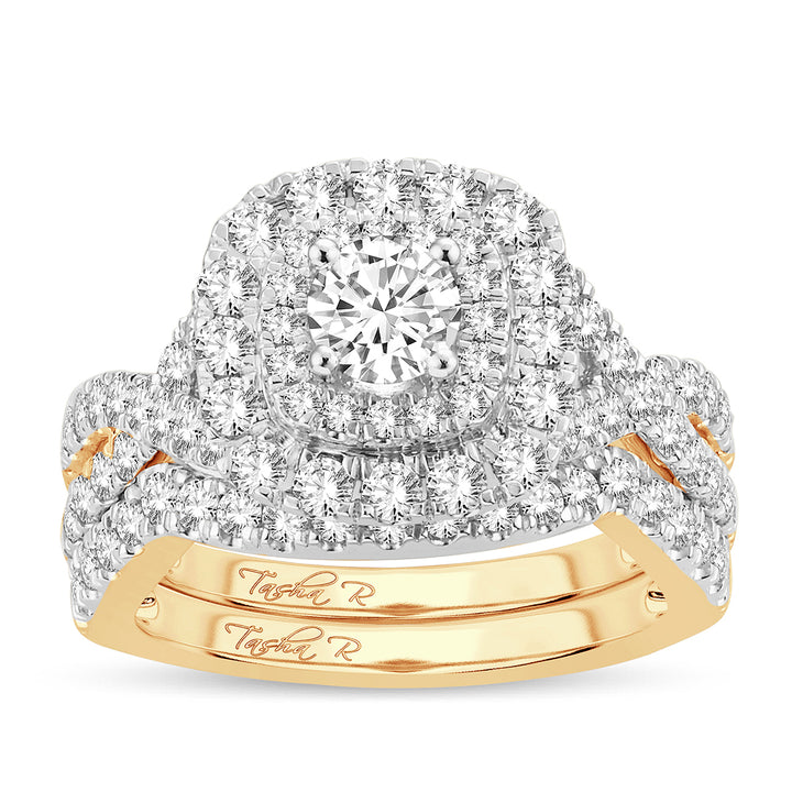 14K Yellow Gold 2CT Lab Diamond Bridal Ring Sparkle