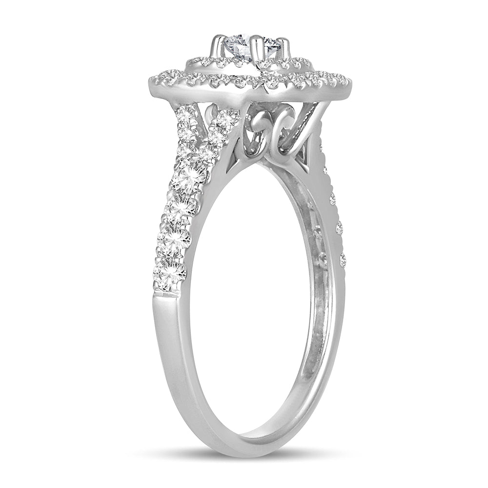 Brilliant 14k White Gold 1CT Lab Diamond Engagement Ring