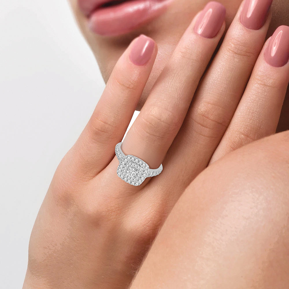 Brilliant 14k White Gold 1CT Lab Diamond Engagement Ring