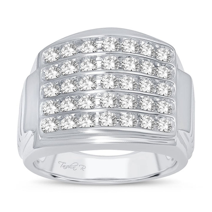 14K White Gold Lab Diamond Mens Statement Ring