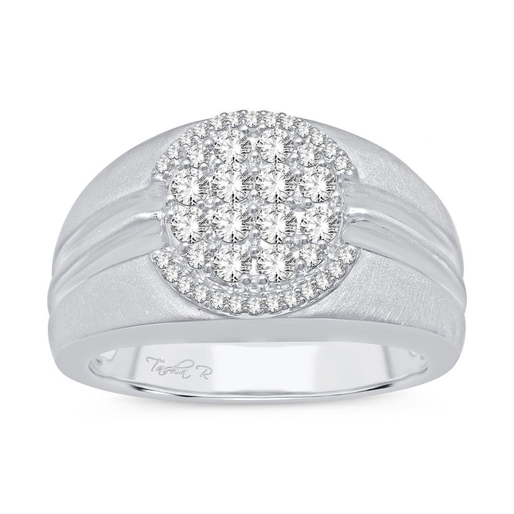 10K White Gold Lab Diamond Mens Bold Statement Ring