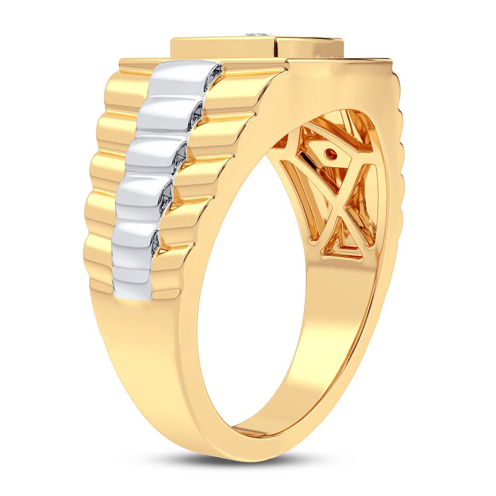 10K Yellow Gold Mens Lab Diamond Statement Ring - 0.75CT