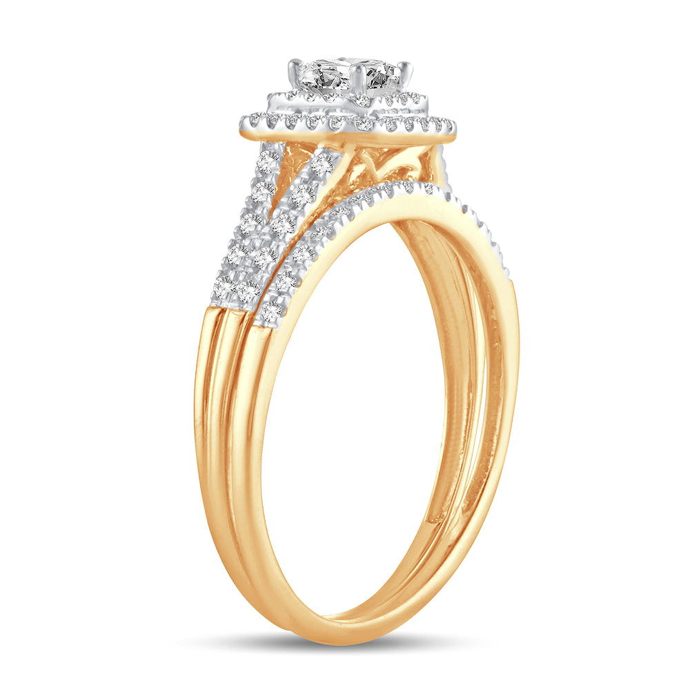 Romantic 14K Yellow Gold Lab Diamond Womens Bridal Ring