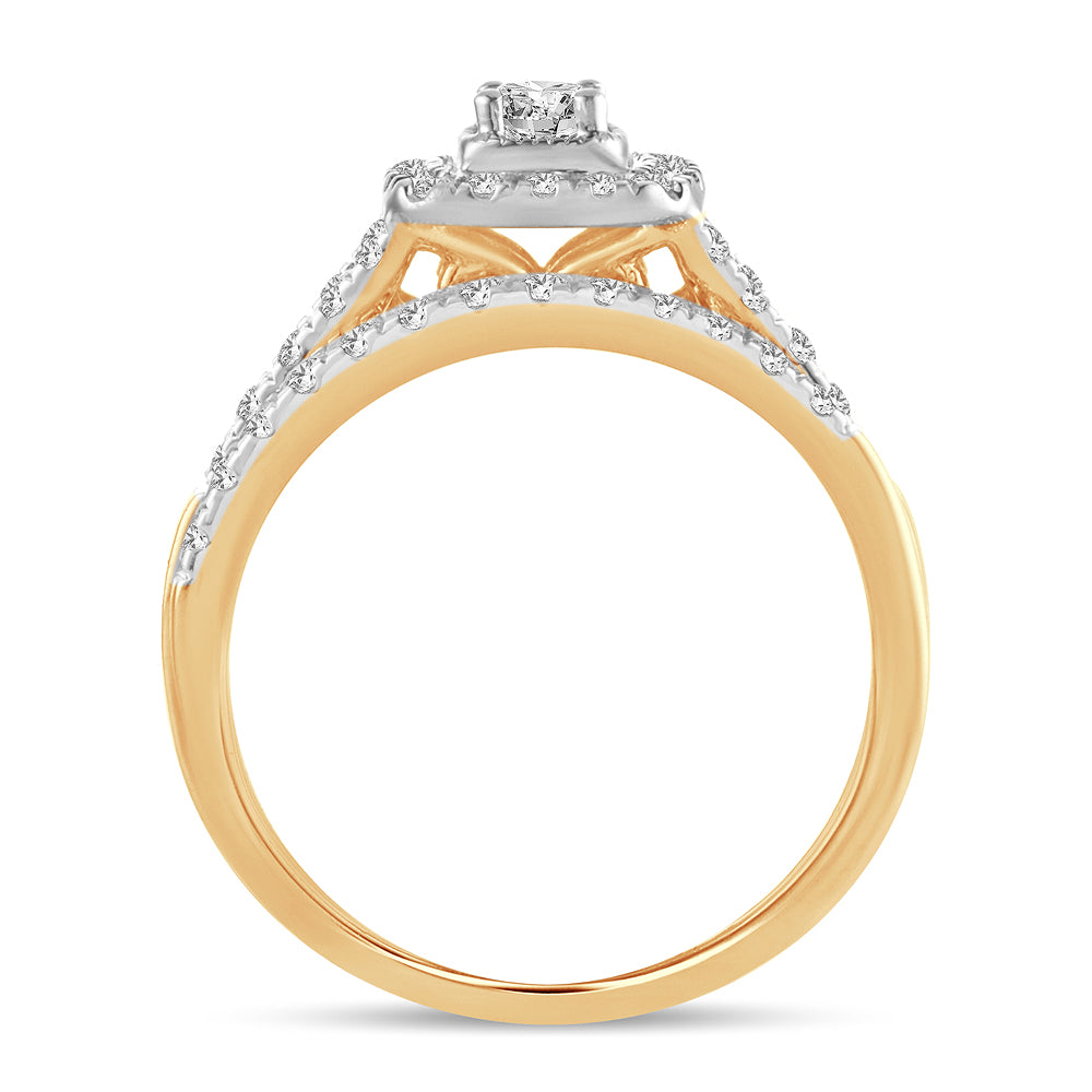 Romantic 14K Yellow Gold Lab Diamond Womens Bridal Ring
