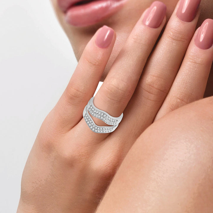 14k White Gold Lab Diamond Ring Guard Enhancer