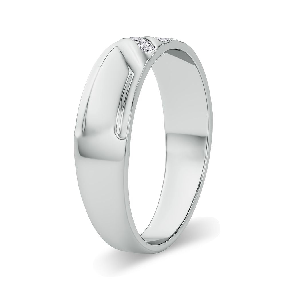 14K White Gold Lab Diamond Mens Contemporary Band