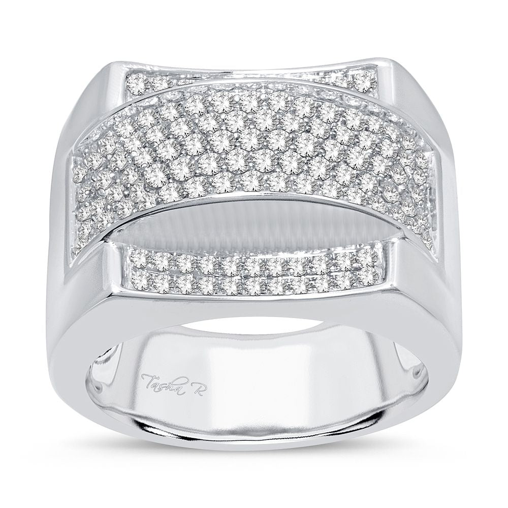 14K White Gold 1.50CT Lab Diamond Mens Luxury Band