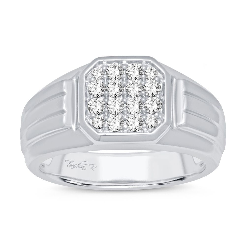 14K White Gold Lab Diamond Mens Statement Ring - 0.50CT