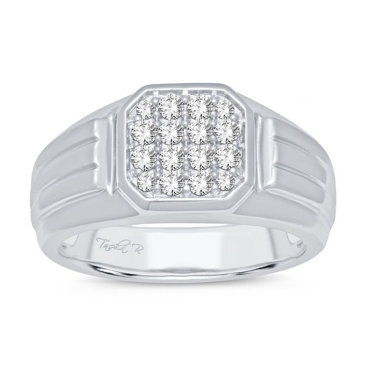 14K White Gold Lab Diamond Mens Statement Ring - 0.50CT