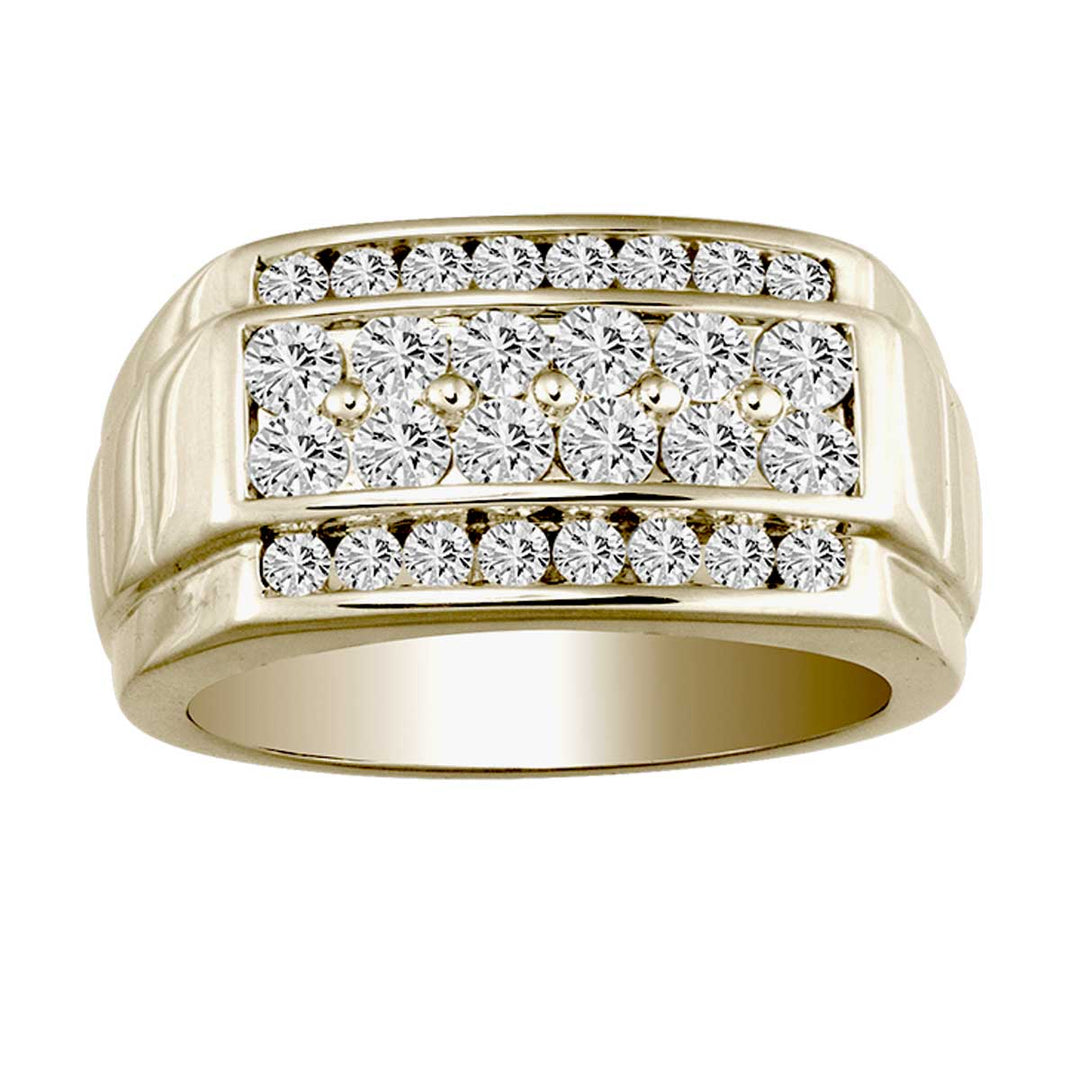 14K Yellow Gold Lab Diamond Mens Statement Ring - 1.50CT