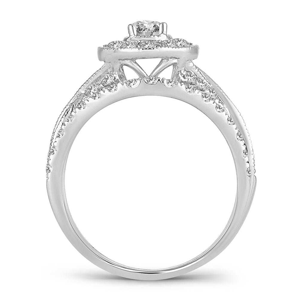 14k White Gold 1.00CT Lab Diamond Engagement Ring