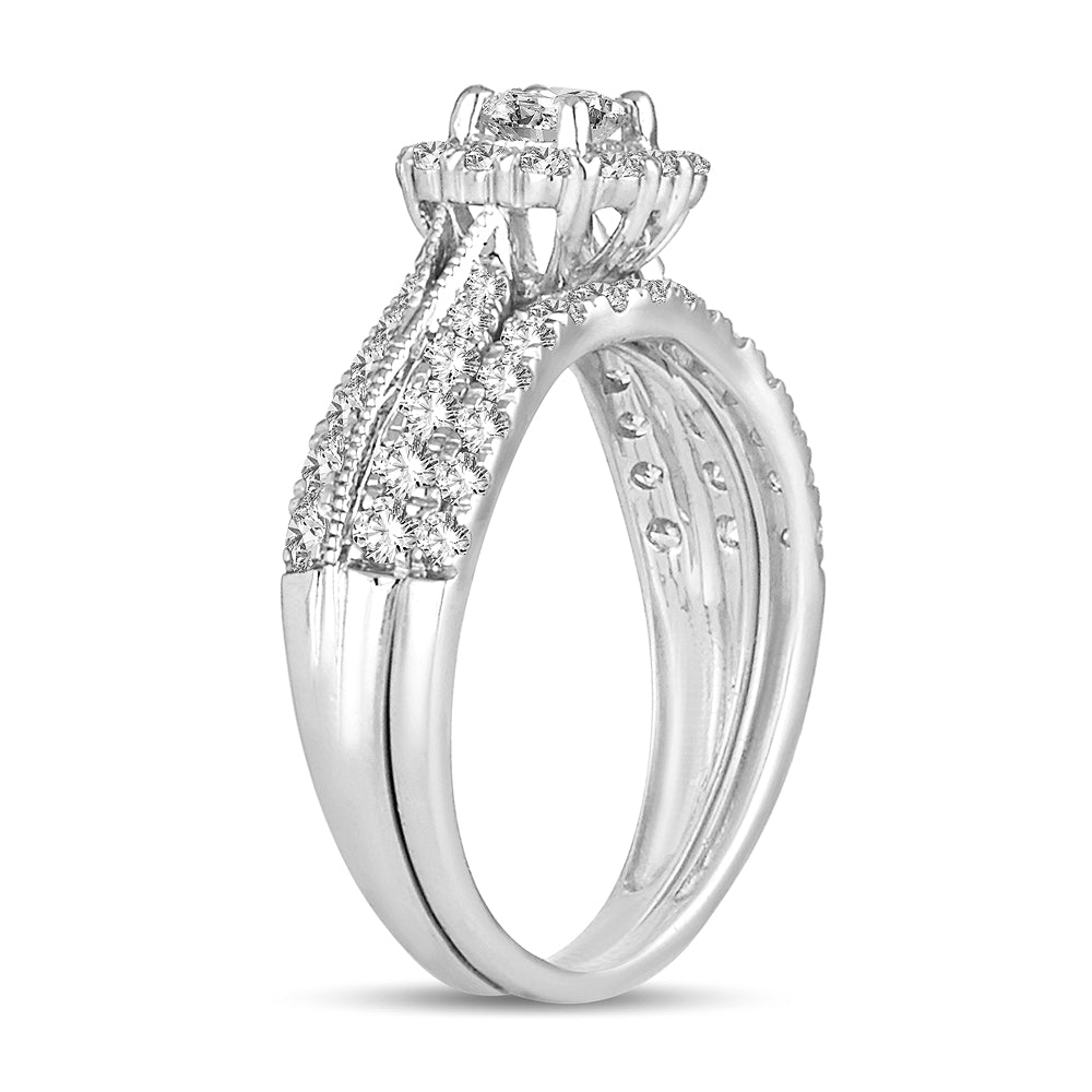 Sparkling 1CT Lab Diamond Engagement Ring in White Gold